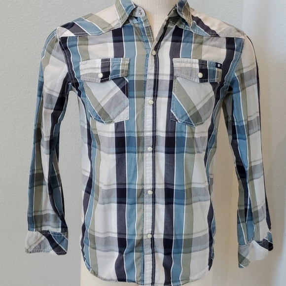 Lucky Brand Plaid Button/Snap Down Long Sleeve - Picture 1 of 7